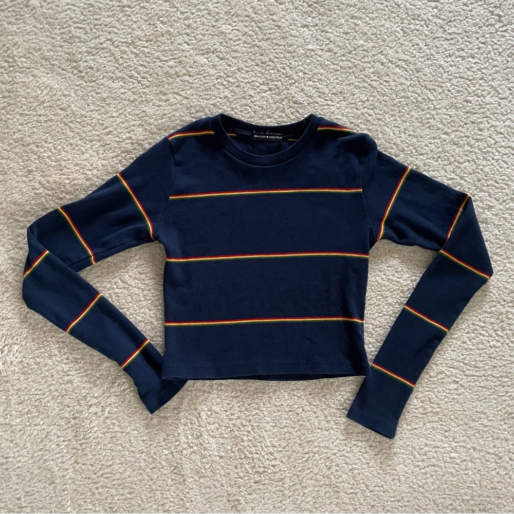 brandy melville striped long sleeve crop top